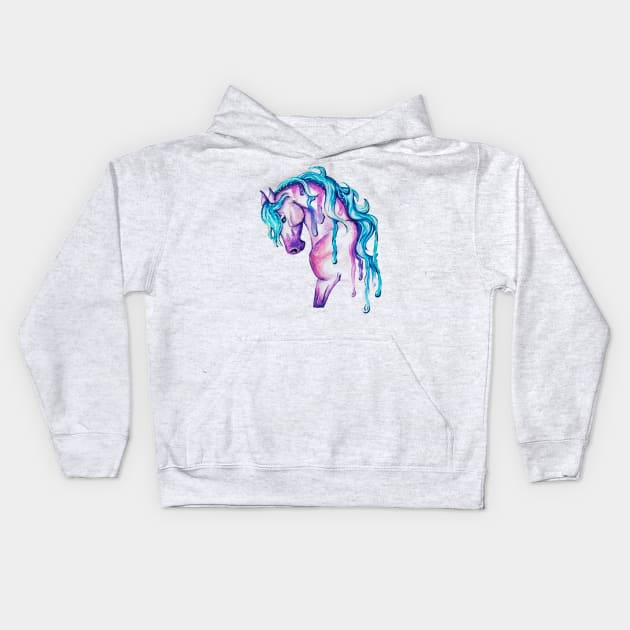 Watercolor Horse Kids Hoodie by Lady Lilac